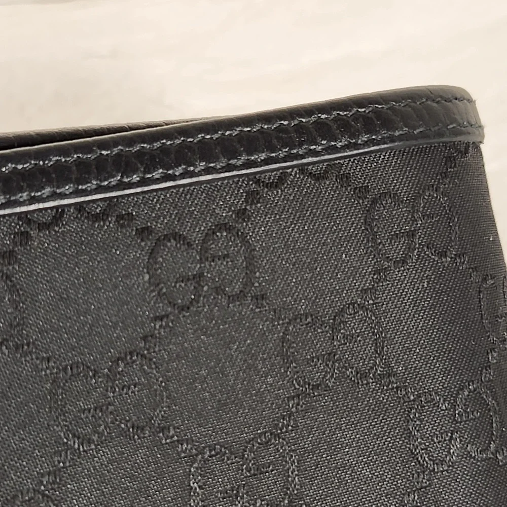 Gucci Canvas Black Men's Web Tab GG Guccissima Bifold Wallet